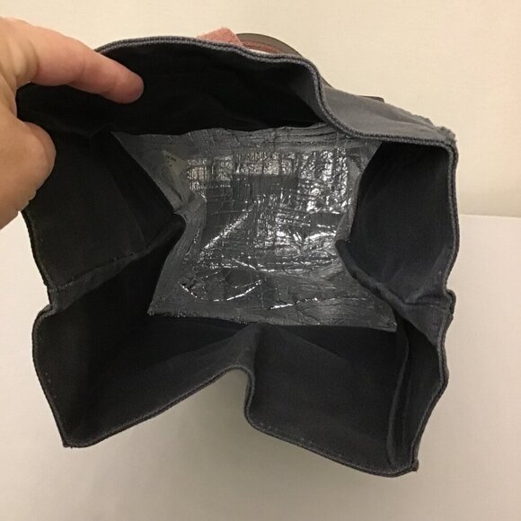 ASEBBO Canvas Insulated Lunch Bag Cooler Gray Shoulder Strap Work Hiking Picnic - Picture 3 of 12